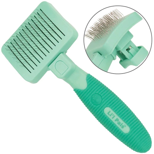 Пуходерка Safari Li'l Pals Self-Cleaning Slicker для щенков и собак малых пород мятная 
Пуходерка Safari Li'l Pals Self-Cleaning Slicker для щенков и собак малых пород мятная