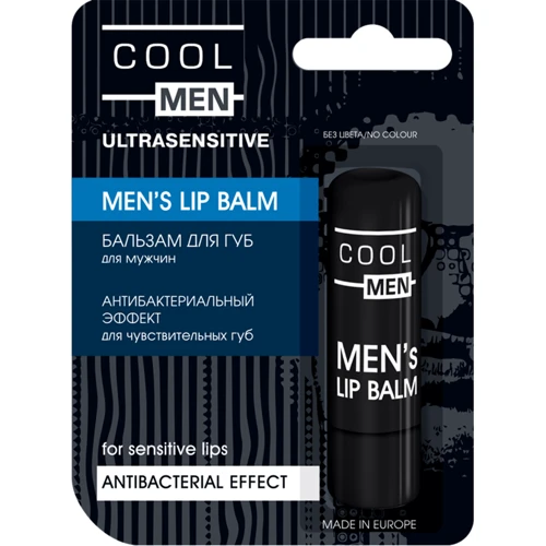 Cool Men Ultrasensitive Mens Lip Balm Мужской бальзам для губ Антибактериальный эффект 4.8 g
Cool Men Ultrasensitive Mens Lip Balm Мужской бальзам для губ Антибактериальный эффект 4.8 g
