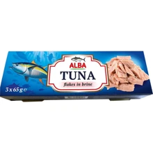 Тунец Alba Food кусочками в собственном соку 3х65 г (8855301219413): Вес нетто 195 г