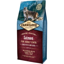 Сухой корм для взрослых кошек с чувствительным пищеварением Carnilove Salmon Sensitive & Long Hair 6 кг (8595602512270): Тип Сухой корм