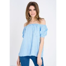 Блуза ISSA PLUS 5205 44 голубая с коротким рукавом: Сезон Лето