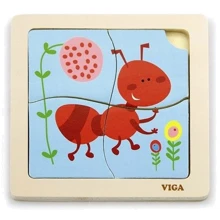 Дерев'яний міні-пазл Viga Toys Мураха, 4 ел. (50139): Тип пазл