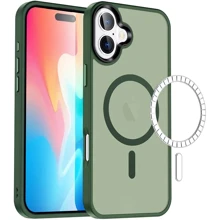 Чохол для iPhone Mobile Case TPU+PC Metal Buttons with MagSafe Colorful Dark Green for iPhone 16: Колір зеленый