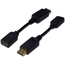Адаптер Digitus Adapter ASSMANN DisplayPort to HDMI AM/AF 15cm Black (AK-340408-001-S): Цвет черный