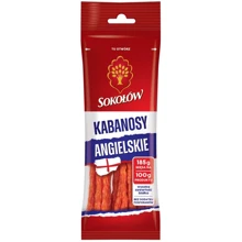 Мясные снеки Sokolow Kabanosy Английские из свинины с добавлением бекона 70 г (5900562633607): Вес нетто 70 г