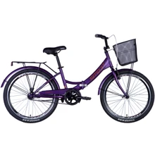 Велосипед ST 24" Formula SMART тормозная рама- 15" с багажником задн St с корзиной Pl с крылом St 2024 фиолетовый (м) (OPS-FR-24-390): Диаметр колес, дюймов 24