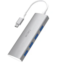 Адаптер WIWU Adapter Alpha 440 USB-C to 4xUSB Silver: Цвет серебристый