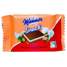 Вафли в шоколаде Manner Snack Milch-Haselnuss с молочно-ореховым кремом 25 г (90155666): Вес нетто 25 г