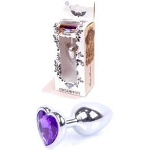 Анальная пробка с кристаллом BOSS of TOYS Boss Series - Jewellery Silver Heart PLUG Purple S, BS6400052: Для кого Унисекс
