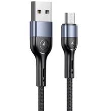 Кабель Usams USB Cable to Lightning Dual Right-Angle Cable With Colorful Light 1.2m Black (US-SJ455): Тип USB-C - Lightning
