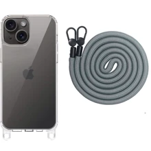 Чехол для iPhone Epic TPU Transparent with Straps Fog for iPhone 15: Цвет серый