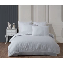 Комплект постільної білизни HOBBY Premium Sateen 300TC Stripe Beyaz білий сатин євро (68558_2,0): Матеріал сатин