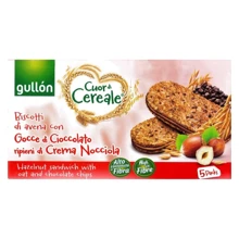 Печиво Gullon Cuor Di Cereale Hazelnuts Sandwich with oat and chocolate chips 220 г (WT2795): Вага нетто 220 г