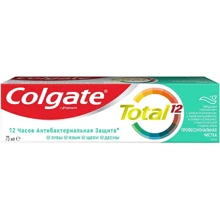 Colgate Зубная паста Total 12 Антибактериальная Профессиональная чистка гель 75 мл: Назначение Чувствительные зубы, Чувствительные десна, Укрепление эмали, Ароматизация, Комплексная защита, От зу