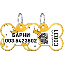 Адресник WAUDOG Smart ID с QR-паспортом, рисунок "Короны", кость, 38х25 мм, золото: Производитель WAUDOG
