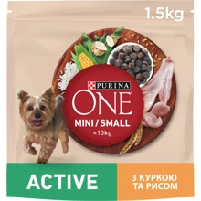 Сухой корм Purina ONE mini Active для собак малых пород c курицей и рисом 1.5 кг (7613034146502): Тип Сухой корм