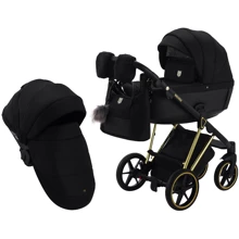 Коляска 2 в 1 Adamex Belissa Special Edidion (Gold) PS-569 чорний - чорна шкіра (перфорація): Тип коляски Универсальная коляска (2-в-1)