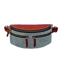 Сумка поясна BlankNote Spirit фетр сірий + коричнева шкіра коньяк (BN-BAG-15-felt-k): Стать жіночий