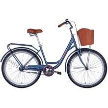 Велосипед Dorozhnik CRYSTAL ST 26" тормозная рама с багажником задн St с корзиной Pl с крылом Pl 2024 (серый) (OPS-D-26-282): Материал рамы Сталь