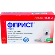 Капли на холку KRKA Фиприст спот-он от блох и клещей для собак 2-10кг 3шт/уп (778657): Тип Капли