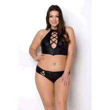 Комплект из эко-кожи Nancy Bikini black 6XL/7XL - Passion: Для кого Для женщин