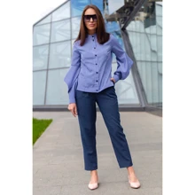 Блуза FLFashion Каприз-1 ФБК 3104 42 синяя с длинным рукавом: Сезон Демисезон