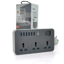 Сетевой фильтр Voltronic ТВ-Т09/08969 3 розетки, 6 USB, 2 м, Grey: Количество розеток, шт 3