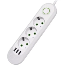 Сетевой фильтр Voltronic F03U 3 розетки EU 3хUSB White (F03U-White): Количество розеток, шт 3