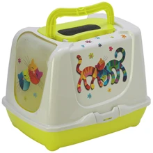Туалет Moderna Trendy Cat Friends Forever для котов c угольным фильтром и совком, 50х39х37 см лимонный (C235329FF): Вид Закрытый
