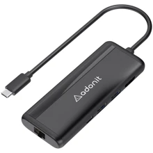 Адаптер Adonit Adapter USB-C to USB-C+HDMI+RJ45+2xUSB3.0+SD Black (3183-17-07-A): Колір черный