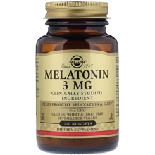 Solgar Melatonin, 3 mg, 120 Nuggets Мелатонин: Форма выпуска Таблетки жевательные