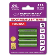 Esperanza AAA 1000 mAh Ni-MH 4шт ( EZA102G): Емкость 1000 мАч