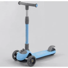 Самокат трехколесный Best Scooter складной алюминиевый руль, 3 колеса PU со светом Blue (102027): Количество колес 3