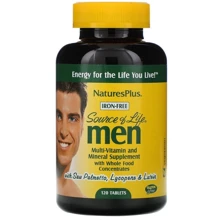 Nature's Plus Source of Life Men Multi-Vitamin and Mineral Вітаміни для чоловіків без заліза 120 таблеток: Тип Комплексные
