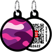 Адресник WAUDOG Smart ID с QR-паспортом, рисунок "Розовый камо", круг, 25 мм, черный (0625-0002-01): Производитель WAUDOG