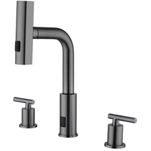 Смеситель для раковины Lefton Two-Handle Widespread Waterfall & Pull-Out Bathroom Faucet with Temperature Display-BFWS2401 Grey: Назначение Для раковины
