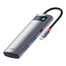 Адаптер Baseus Adapter USB-C to 2xUSB3.0+HDMI+USB-C+USB-C PD+ TF+SD Gray (WKWG020113): Колір серый