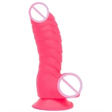 Ребристый фаллоимитатор на присоске ADDICTION - Tom 7″ Dildo With Balls - Pink + вибропуля: Назначение Вагинальные