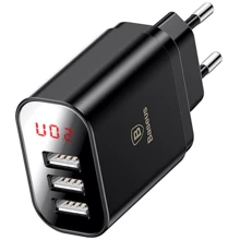 Зарядний пристрій Baseus USB Wall Charger 3xUSB 3.4A Mirror Lake Intelligent Digital Display Black (CCALL-BH01): Сила струму 2.4а і більш