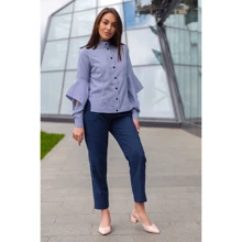 Блуза FLFashion Каприз-1 ФБК 3103 42 голубая с длинным рукавом: Сезон Демисезон