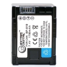Аккумулятор ExtraDigital Canon BP-819 Chip: Совместимость Canon BP-807/BP-809/BP-819/BP-827