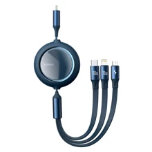 Кабель Baseus Cable USB-C to Micro USB/Lightning/Type-C Bright Mirror 2 Series 100W 1.1m Blue (CAMJ010203): Тип USB-C - Lightning/microUSB/USB-C