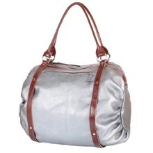 Женская сумка бочонок Laskara серебристый (LK-DM234-silver-brown): Пол Женский