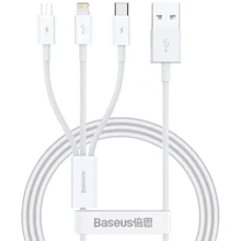 Кабель Baseus USB Cable to Micro USB/Lightning/Type-C Superior Series Fast Charging Data 3.5A 1m White (P10320105221-00): Тип USB Cable - Lightning/microUSB/USB-C