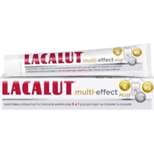 Lacalut Multi-effect Plus Зубная паста 75 ml: Назначение От кровоточивости десен, Свежесть дыхания, Очищение, Комплексная защита, Отбеливание, Укрепление эма
