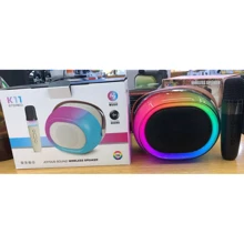 Караоке bluetooth, микрофон, подсветка, от аккумулятора/сети, type-c, AUX, TF-карта, изменение голоса (C 66381): Производитель Noname