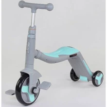 Самокат дитячий 3в1 Best Scooter з PU колесами (світло+музика) - Grey/Turquoise (90792): Кількість коліс 3