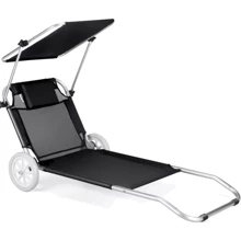 Шезлонг лежак Outtec Sun із козирком чорний (5905884420874): Вид Шезлонг