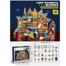 Конструктор магнитный 98 деталей, подсветка, игровые фигурки, в коробке (8802): Количество деталей, шт. 98