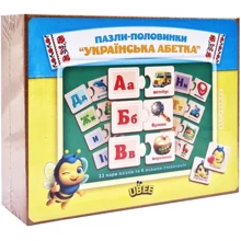 Развивающий деревянный пазл-половинки Ubumblebees Украинская азбука (ПСД252): Тип пазл